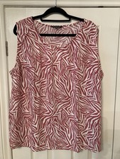 Bon Marche Pink And White Sleeveless Linen Mix Sleeveless Top Vest Size 26