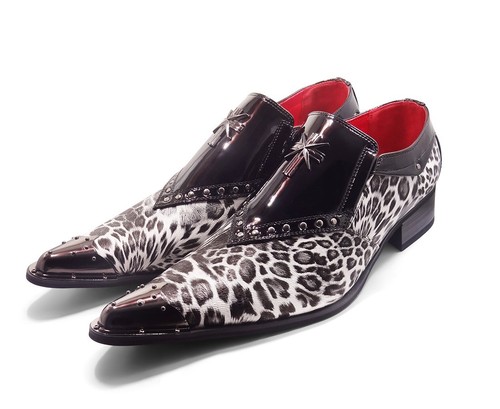 Mens leopard print metal - leopard, toe