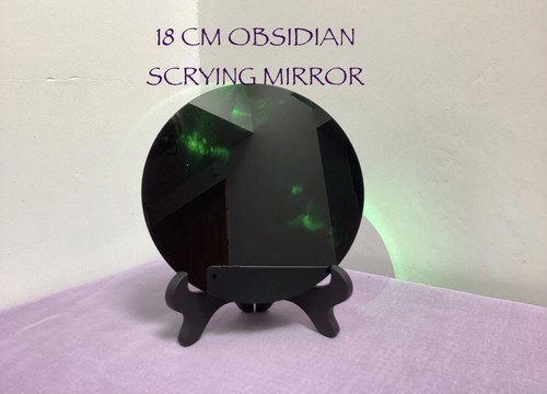 Black obsidian scrying mirror - black,