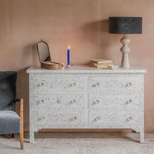 Graham and Green Classic White Mother of Pearl Small Double Chest of Drawers