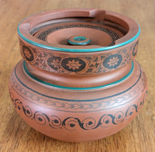 19th Century Victorian Terracotta Pottery Ashtray Humidor Antique Tobacco Jar