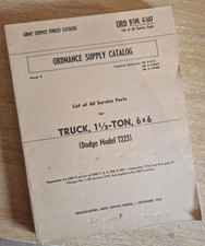 Dodge 1-1/2 ton WC62 63 Series 6x6 G507 T223 Parts list Truck WW2 US Army Book