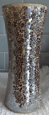 LOVELY BRONZE MOSAIC CRACKLE GLASS TALL DECORATIVE VASE - 29cms