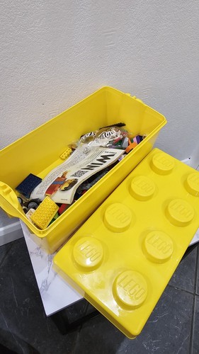 Yellow stackable lego storage