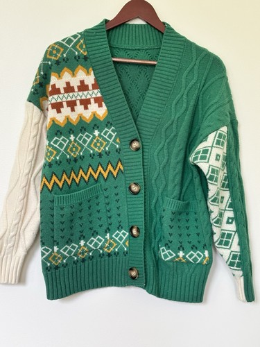 Green women cable knit - cable,