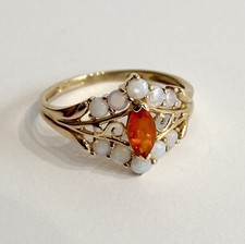 Fire Opal 9ct Gold Ring White