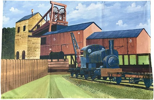 Coal mining colliery tea towel - coal,