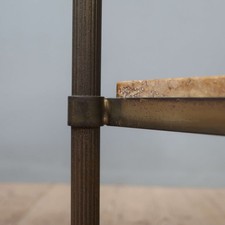 Vintage Antique French Brass & Marble Two Tier Etarge Table Side Sofa