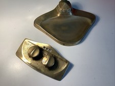 Two Geschutzt Vintage Heavy Brass Inkwells