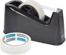 Rapesco 1540 500 Heavy Duty Tape Dispenser with 2 Tape Rolls, Black