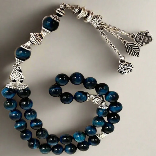 Natural blue tiger eye prayer - natural,