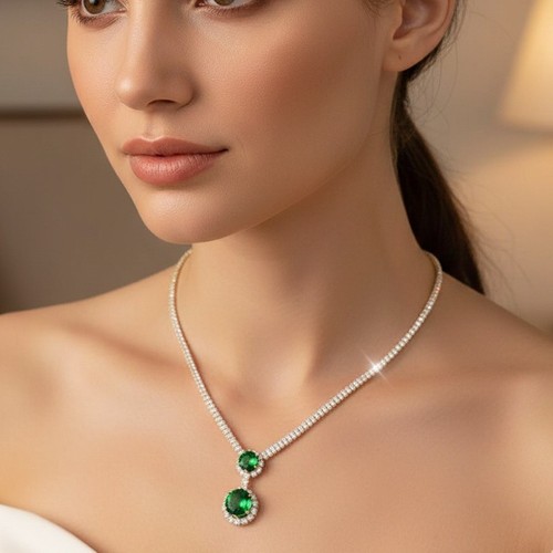 Necklace emerald crystal green - emerald,