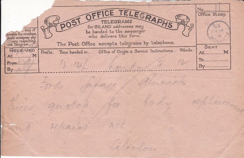 Post office telegraphs - post,