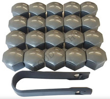 20x For AUDI A3 A4 A5 - GLOSS GREY BOLT WHEEL NUT COVERS +REMOVAL TOOL
