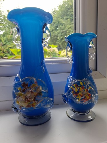 Vintage glass vases pair - glass,