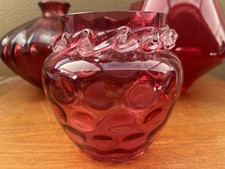Cranberry Coin Dot Vase +