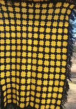 Vintage Hand Crocheted Black &