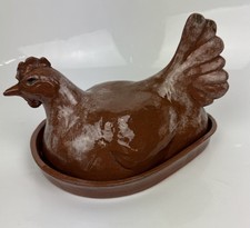 Vintage Brown Ceramic Hen Egg