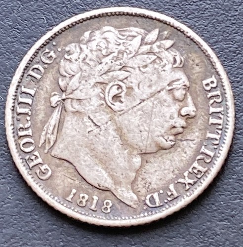 1818 silver sixpence george - 1818,
