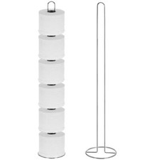Freestanding Toilet Holder Paper Tissue Chrome Storage Stand Holds Up To 6 Rolls