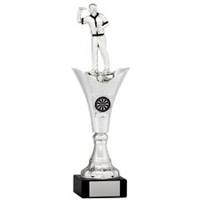 Darts Trophies Silver Male Figure Riser Trophies Award 4 Sizes FREE Engraving