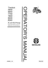 Ford New Holland Tractor 5640 6640 7740 7840 8240 8340 SL & SLE Operators Manual