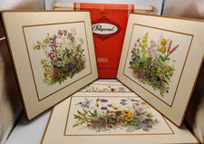 Set of 4 Vintage Pimpernel Acrylic Placemats Field Flowers Cork Backed S6734