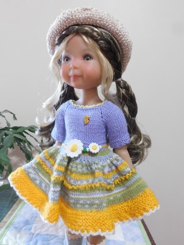 Hand knitted gold purple - knitted, &