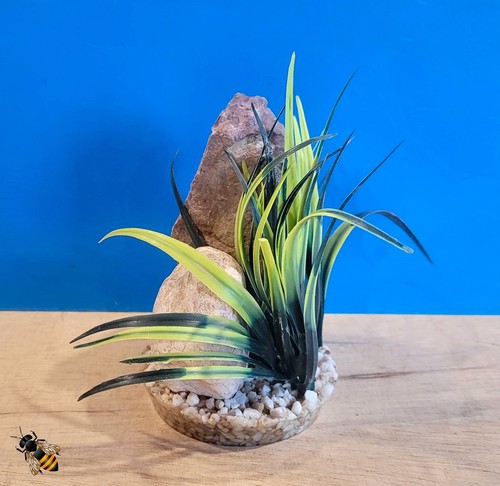 Rock plant aquarium ornament - aquarium,
