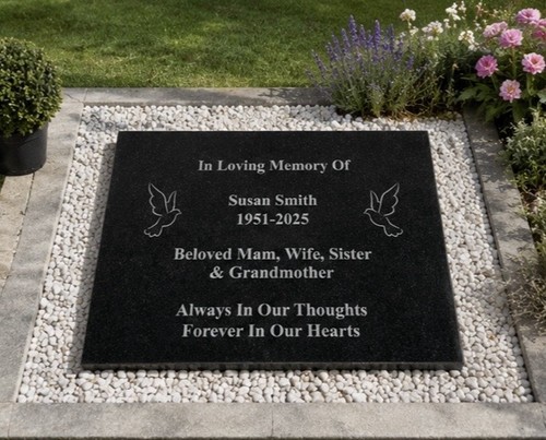 Engraved granite grave marker - engraved,
