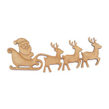Santa Sleight Reindeer MDF Craft Shapes Christmas Decor Wooden Ornaments Blanks