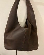 Handmade Chocolate Brown Real Leather Hobo Bag