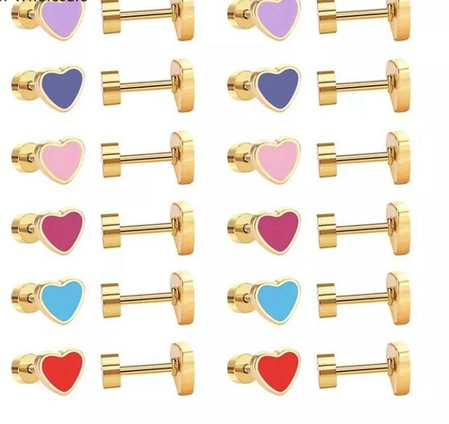 Heart screw back stud earrings - heart,