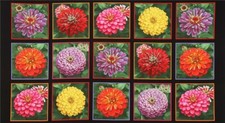 Zinnias Flowers 100% Cotton