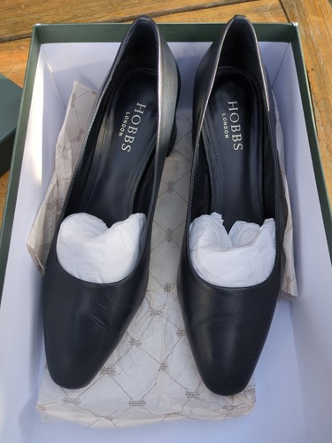 Hobbs navy leather mud heel - leather,