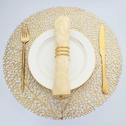 Gold round placemats for - placemats,