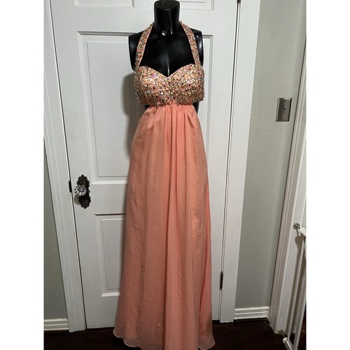 Peach rhinestone pageant - peach,