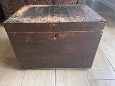 Old Antique Pine Box Vintage Wooden Storage Side Table