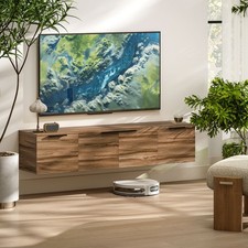 Floating TV Stand Cabinet with Shelves and Doors, Wall Mounted TV Unit