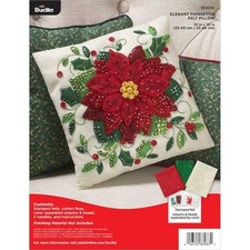 Bucilla 10" Felt Pillow Applique Kit - Elegant Poinsettia