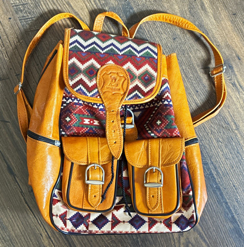Vintage tan leather - vintage, kilim