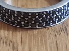 Ti Sento Ring Sterling Silver With Black Stones Size N (4g). Please Read Info ?