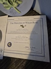 Franklin Mint Plate Diana Princess of Wales Rose 3D Bisque Porcelain Ltd Edition