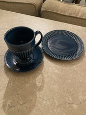 Vintage Carlton Ware Blue Fluted Tea Cup With Saucer and matching plate 1960’s