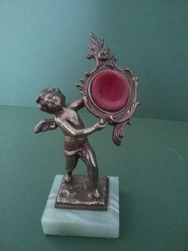 Vintage brass cherub pocket - brass,