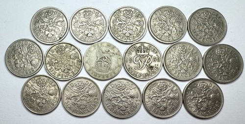 16x british sixpence coins - 16x,
