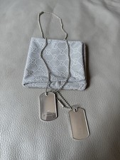 Authentic Gucci Sterling Silver Dog Tags Twin Double Necklace with Pouch