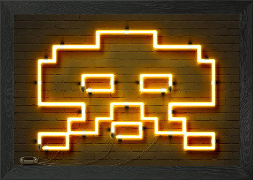 Space invader neon sign framed - neon,