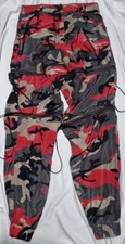 Mistress Rocks Los Angeles Red Camo Zip Open Combat Joggers Trousers - Medium 