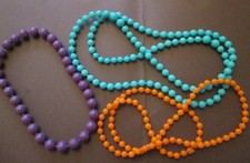 3 Vintage Plastic Popper Poppet Necklaces
